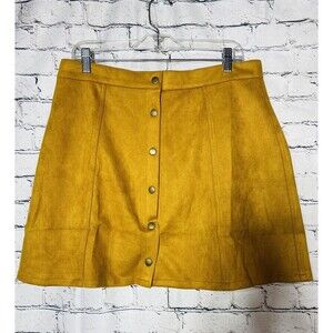 New Persun Women's Straight & Pencil Skirt Yellow Button Closure Size XL